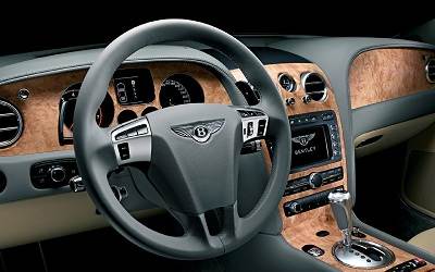 sumptious leather steering wheel in a bentley continental flying spur
