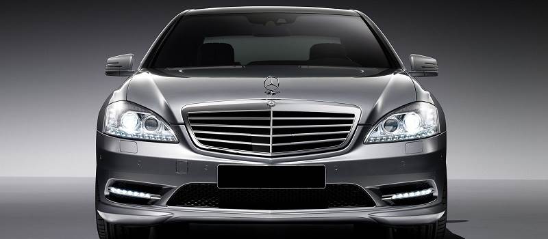 front view of a luxurious S Class Mercedes